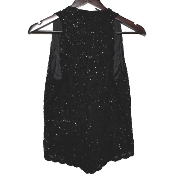 Vintage JKARA Women's Beaded Halter Top Black Size 6‎ Floral V-Neck Romantic 90s - Picture 4 of 10